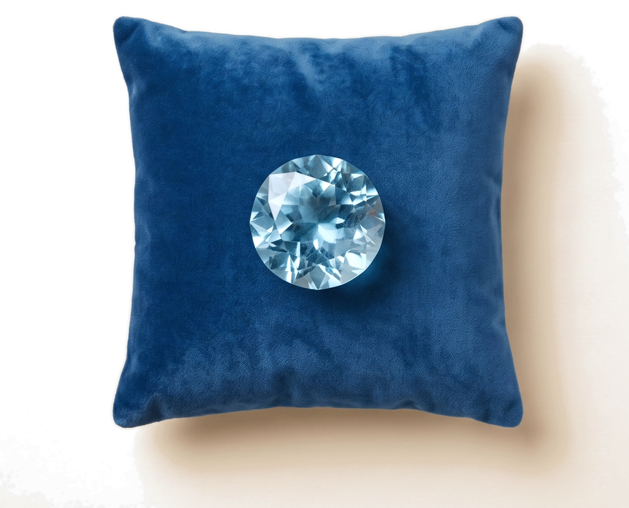 Natural Aquamarine on a presentation cushion