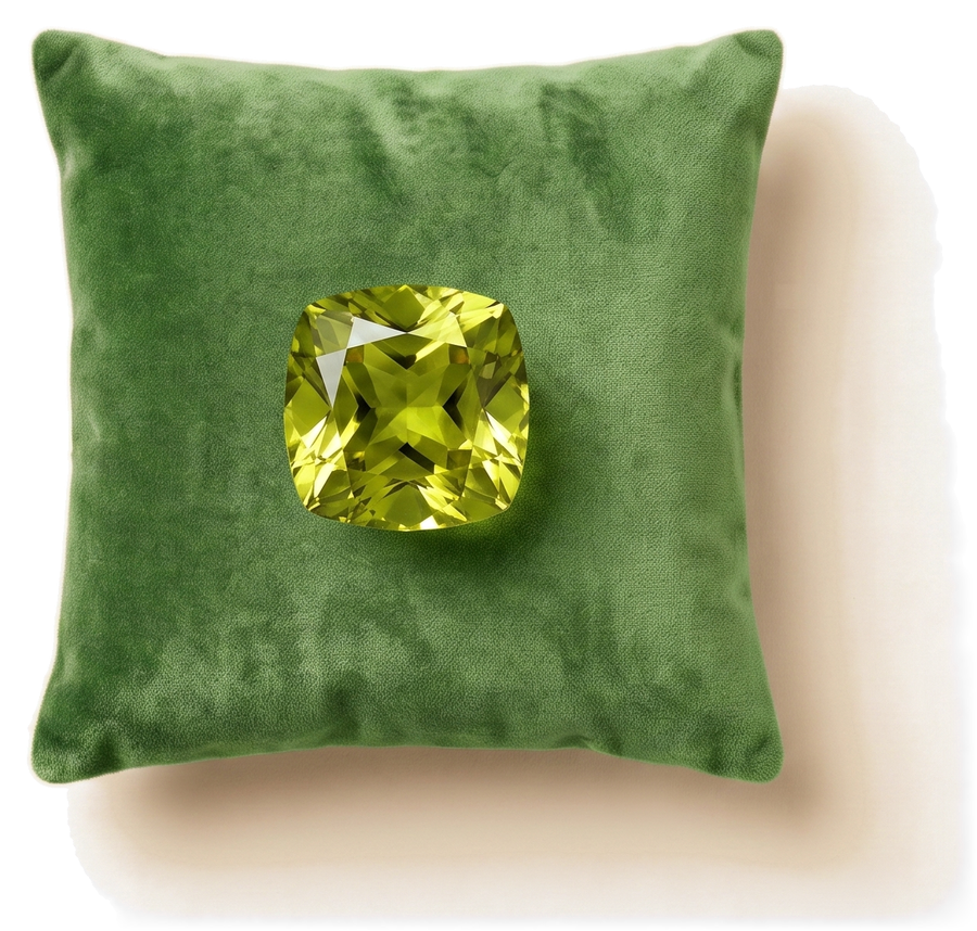 Peridot on a presentation cushion