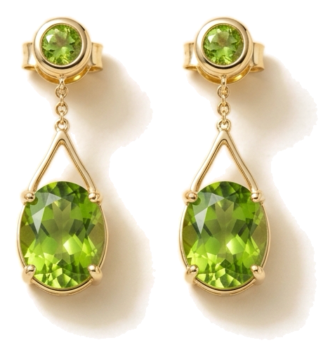 Peridot Earrings — oval peridot pair in gold