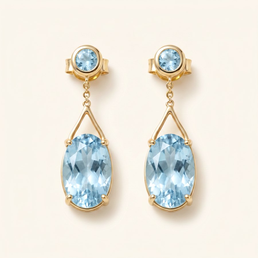 Aquamarine Earrings — aquamarine in gold