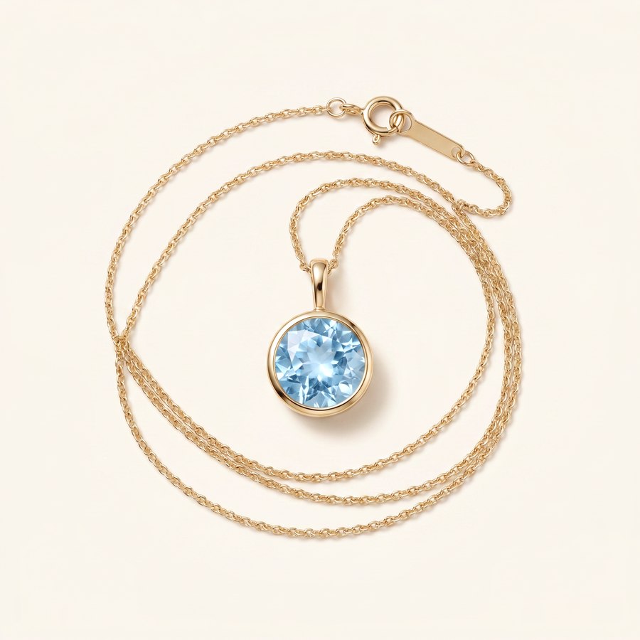 Aquamarine Pendant — aquamarine in gold
